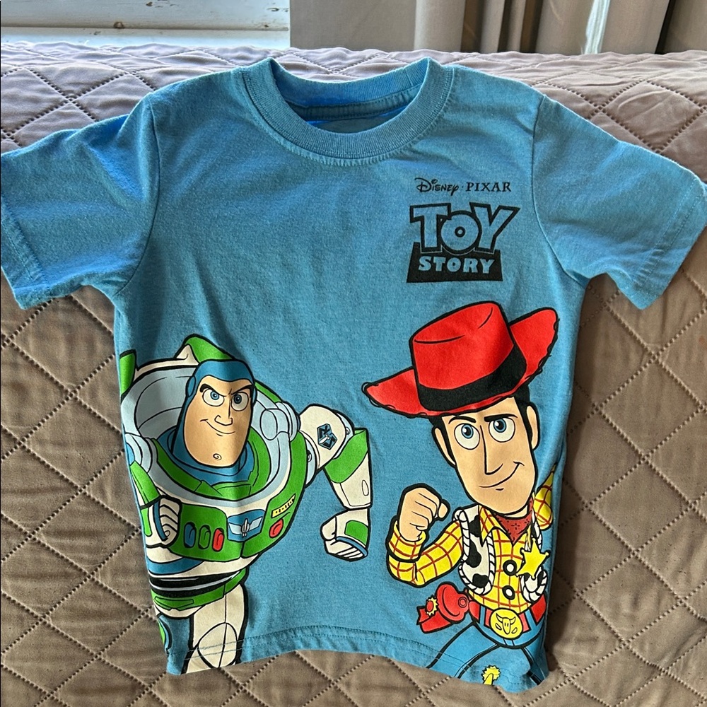 Disney Toy Story Blue Tee with Red, Green, Yellow, Black Accents